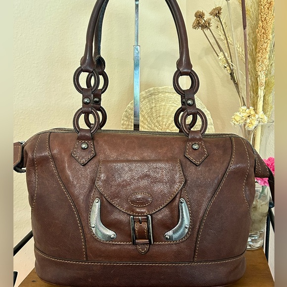 TOD’S Textured Leather Satchel w/dust bag - Picture 1 of 17